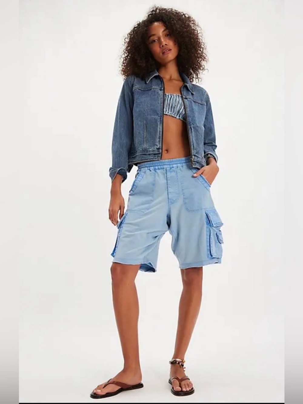New FP One by Free People Beck Cargo Shorts ~ Cornflower Blue